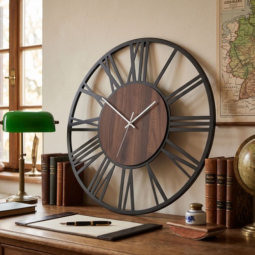 Große wanduhr 60cm mit metall - große,