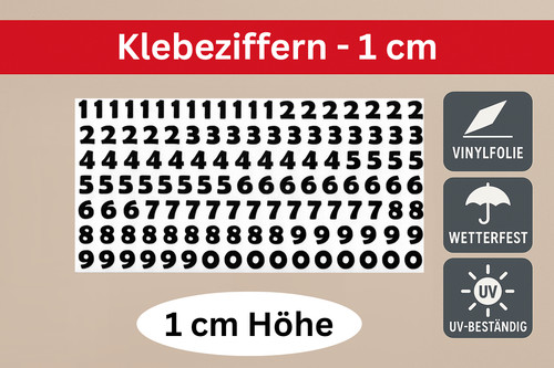 Klebeziffern - 1, –